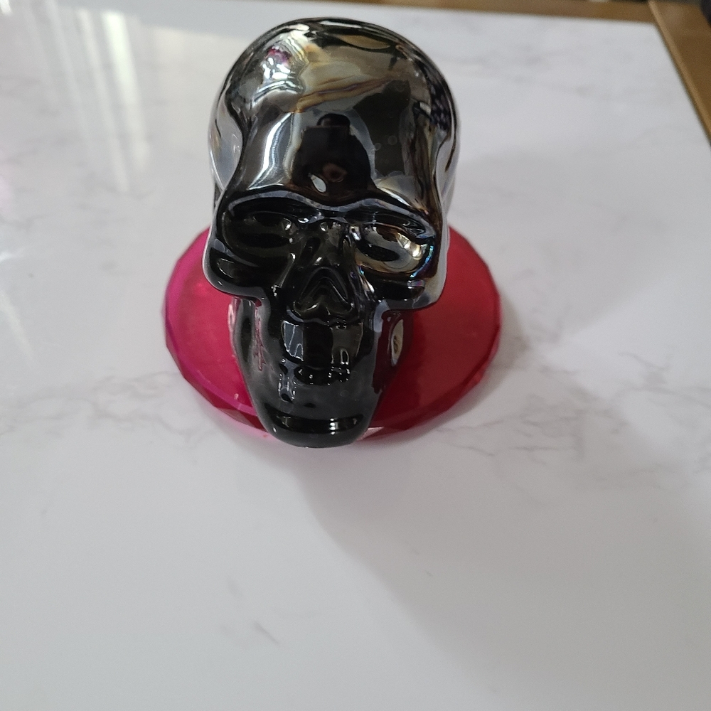 Black iridescent ceramic skull